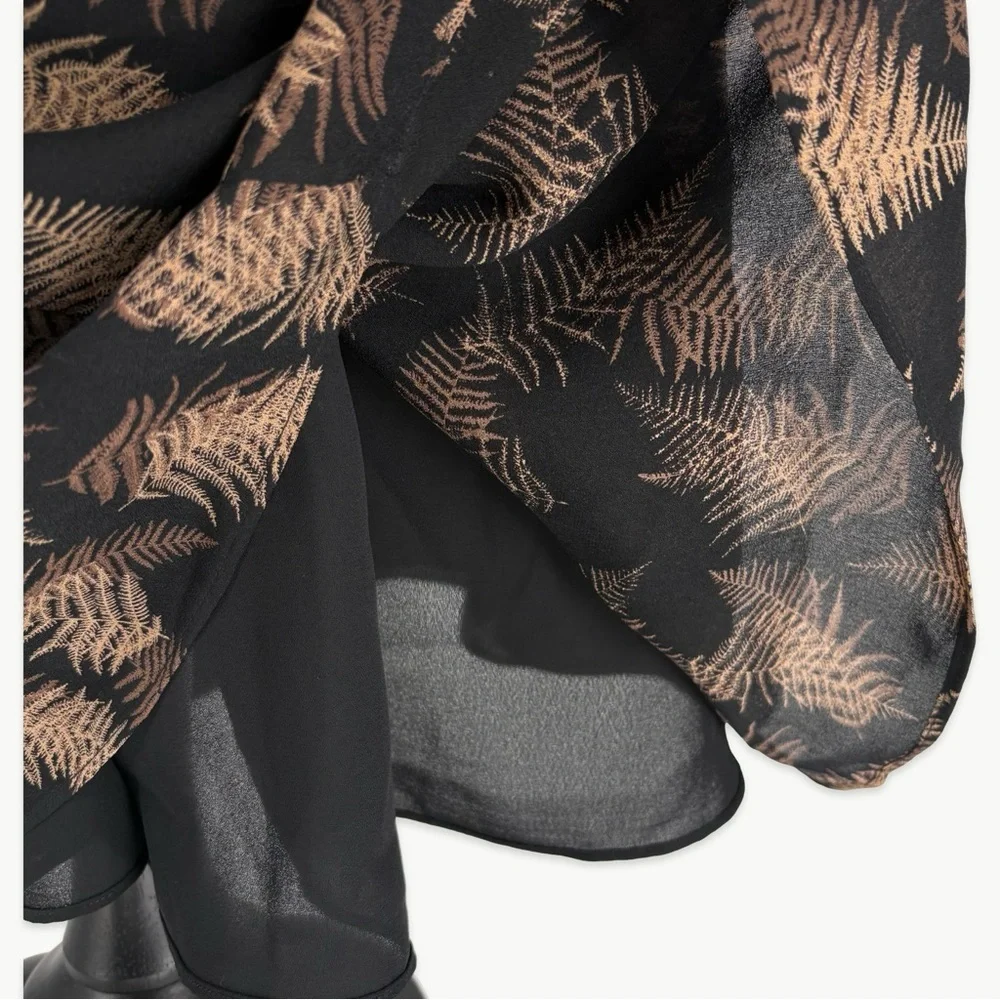 Vintage Calvin Klein Silk Maxi Skirt Bias Cut 90s Minimalist Size 4 Black Tan